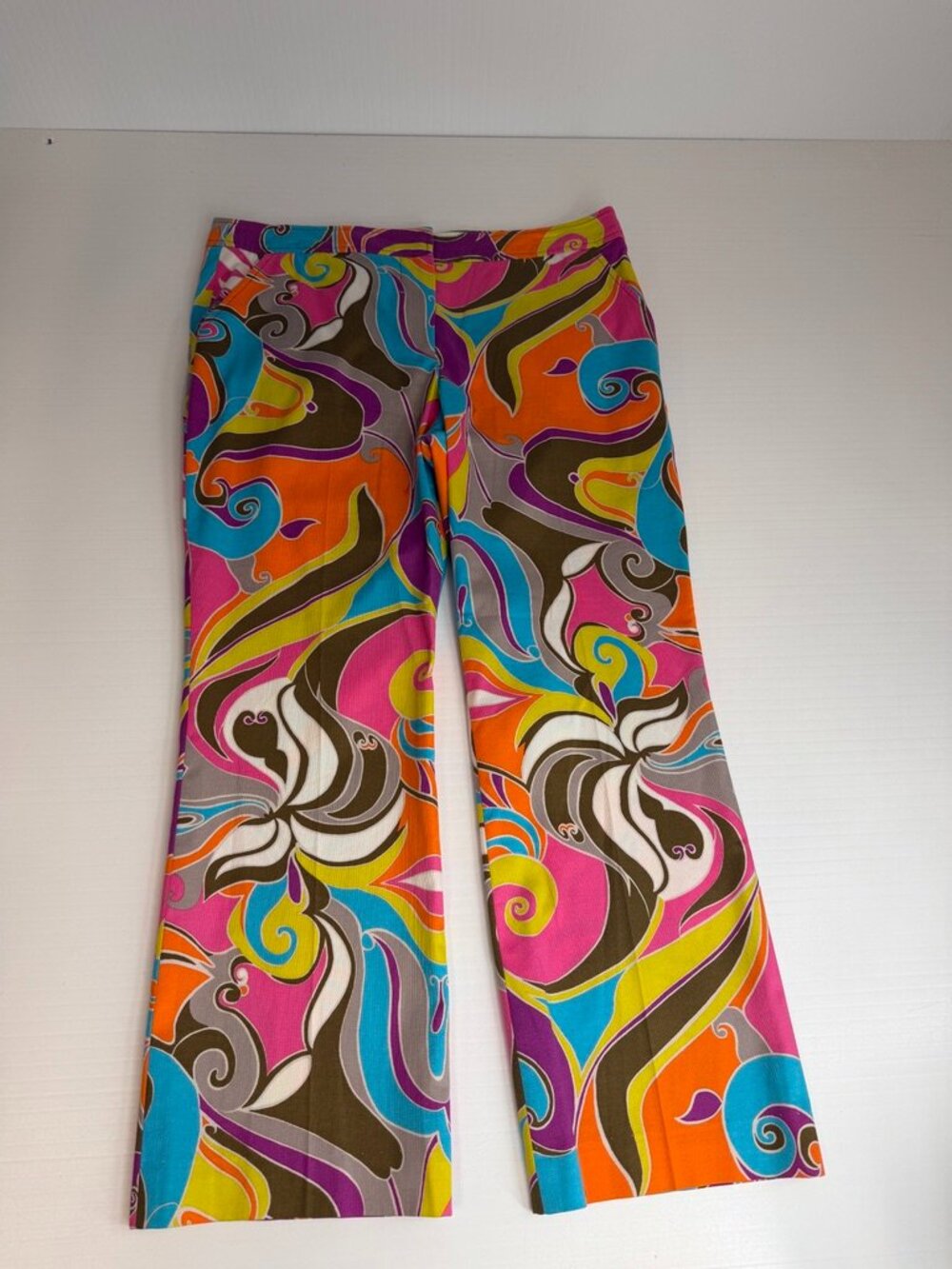 Trina Turk Pant Women 10 Wide Leg Retro Colorful 34x26 USA Casual Work Party Ex